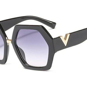 Oversized Geometric Sunglasses Hexagon Shaped Sunglasses Unisex Sunglasses, Purple Sunglasses, Black Sunglasses, Tinted Lens, Christmas gift
