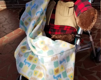 Toddler Fleece blanket with foot warmer pocket. Length=30" with 12" foot pocket.