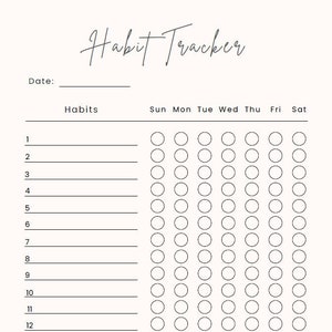 Weekly Habit Tracker; Habit Tracker; Printable; Template; Routine Planner; Planner; Accountability; Gratitude; Awareness