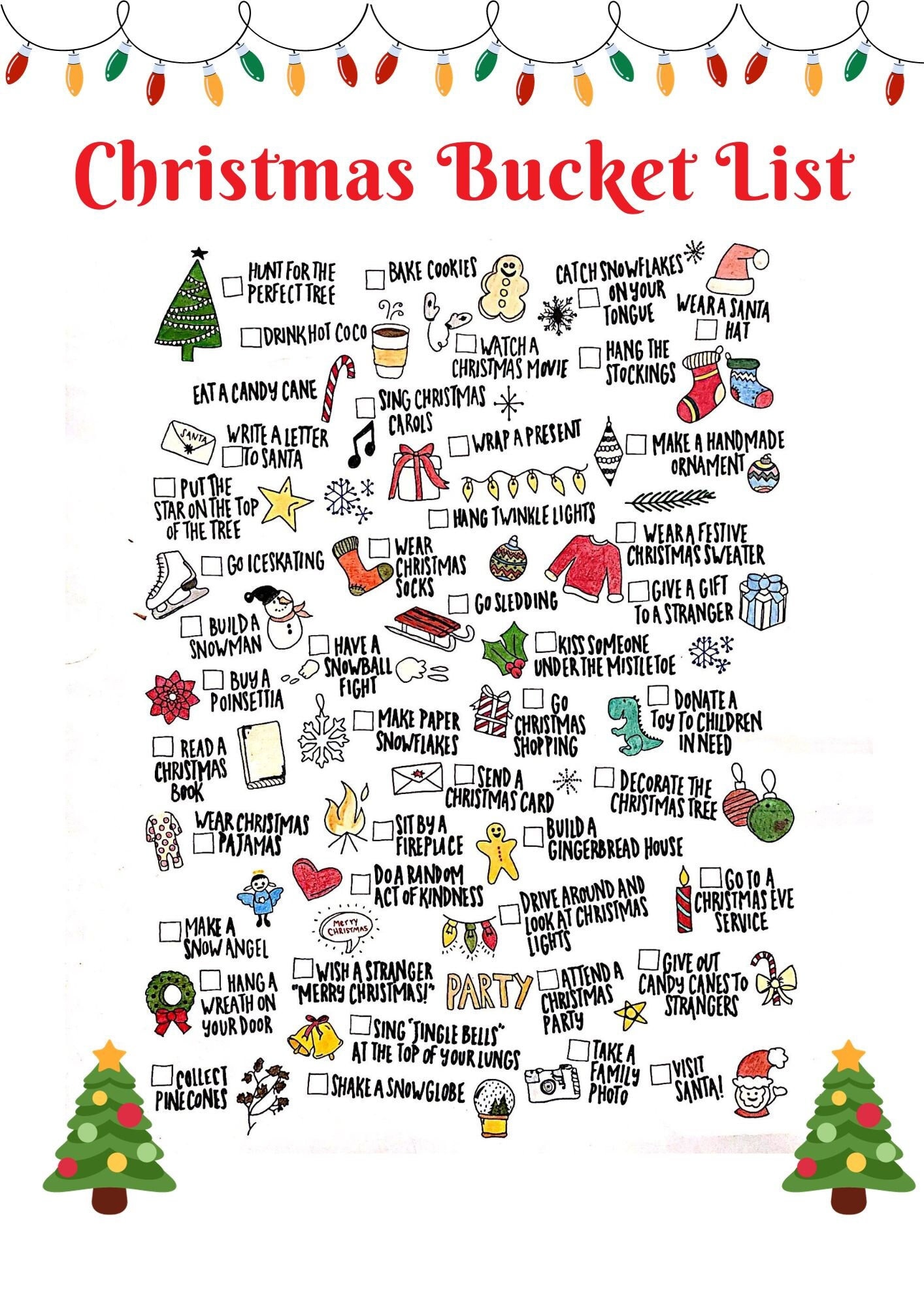 Christmas Bucket List; Bucket List; Printable; Winter; Christmas; Winter Activity; Kids Activity