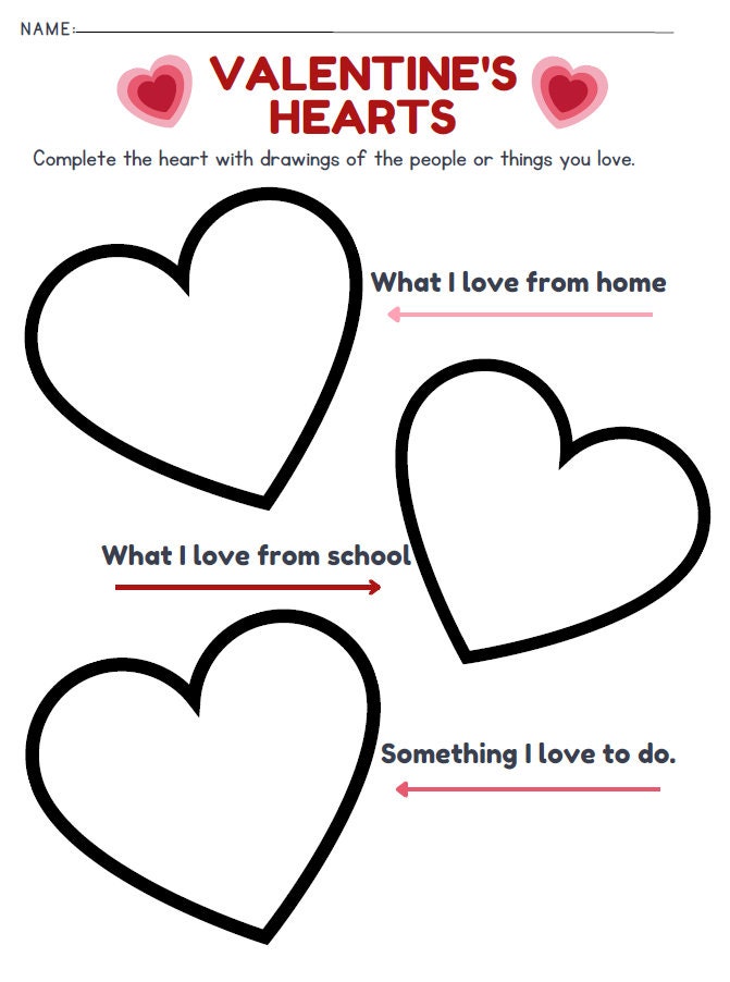 Valentines Day Printable Template Valentines Day Gift Holiday Gift Family Activity Kids Activity