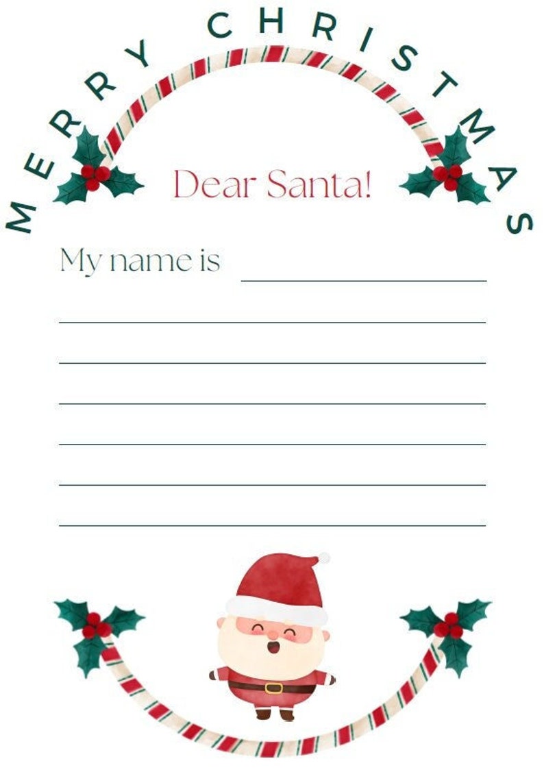 Dear Santa Printable Dear Santa List Christmas List Printable Printable ...
