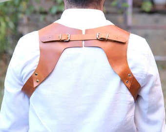 Leather Handmade Suspenders For Mens, Camel Leather Suspenders, Wedding Groom Suspenders, Groomsmen Gift, Father's Day gift