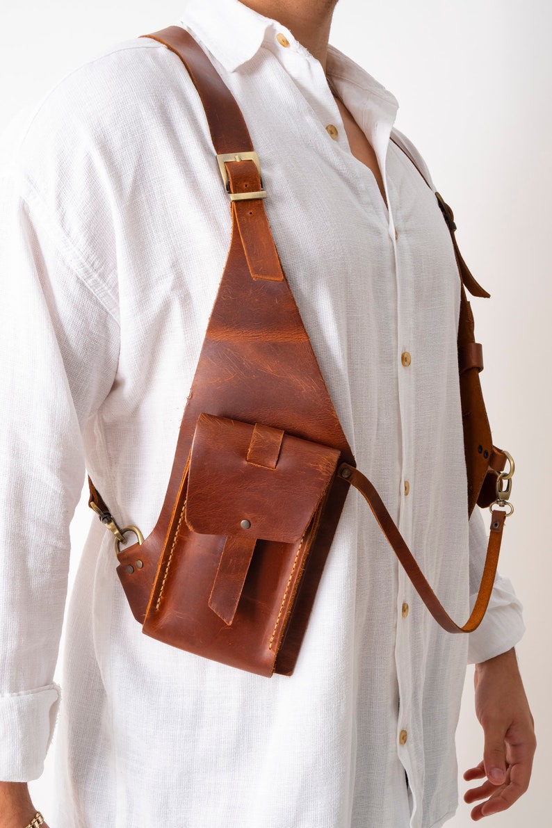 Mahogany Leather Shoulder Holster Bag Leather Pocket Holster Etsy