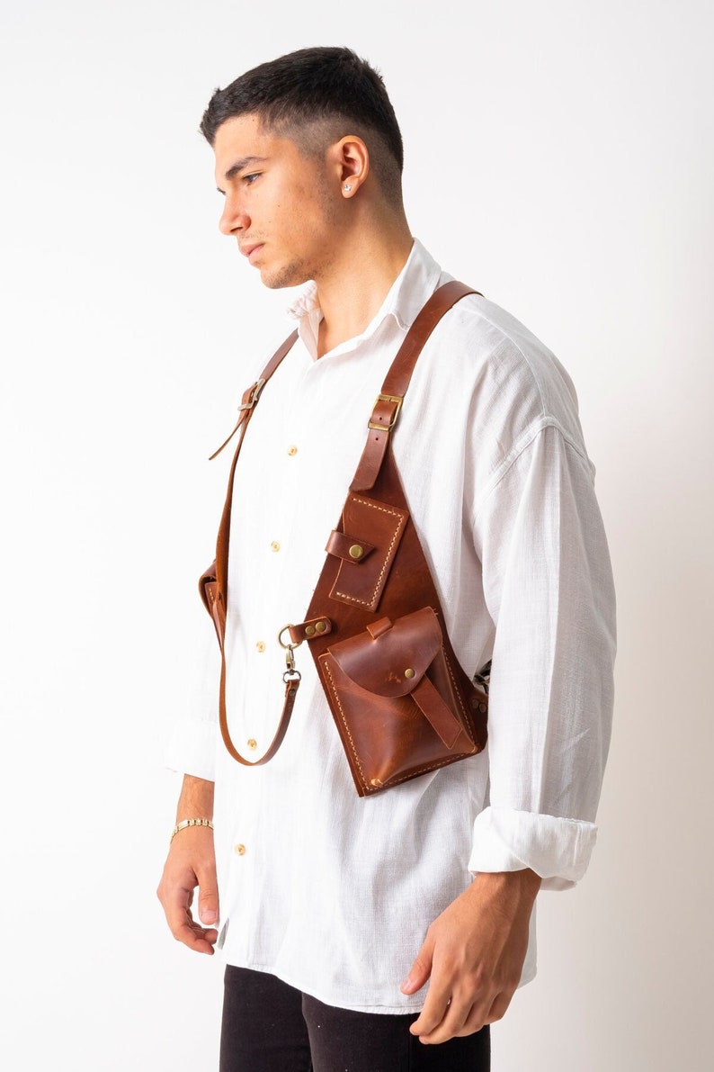 Mahogany Leather Shoulder Holster Bag Leather Pocket Holster Etsy