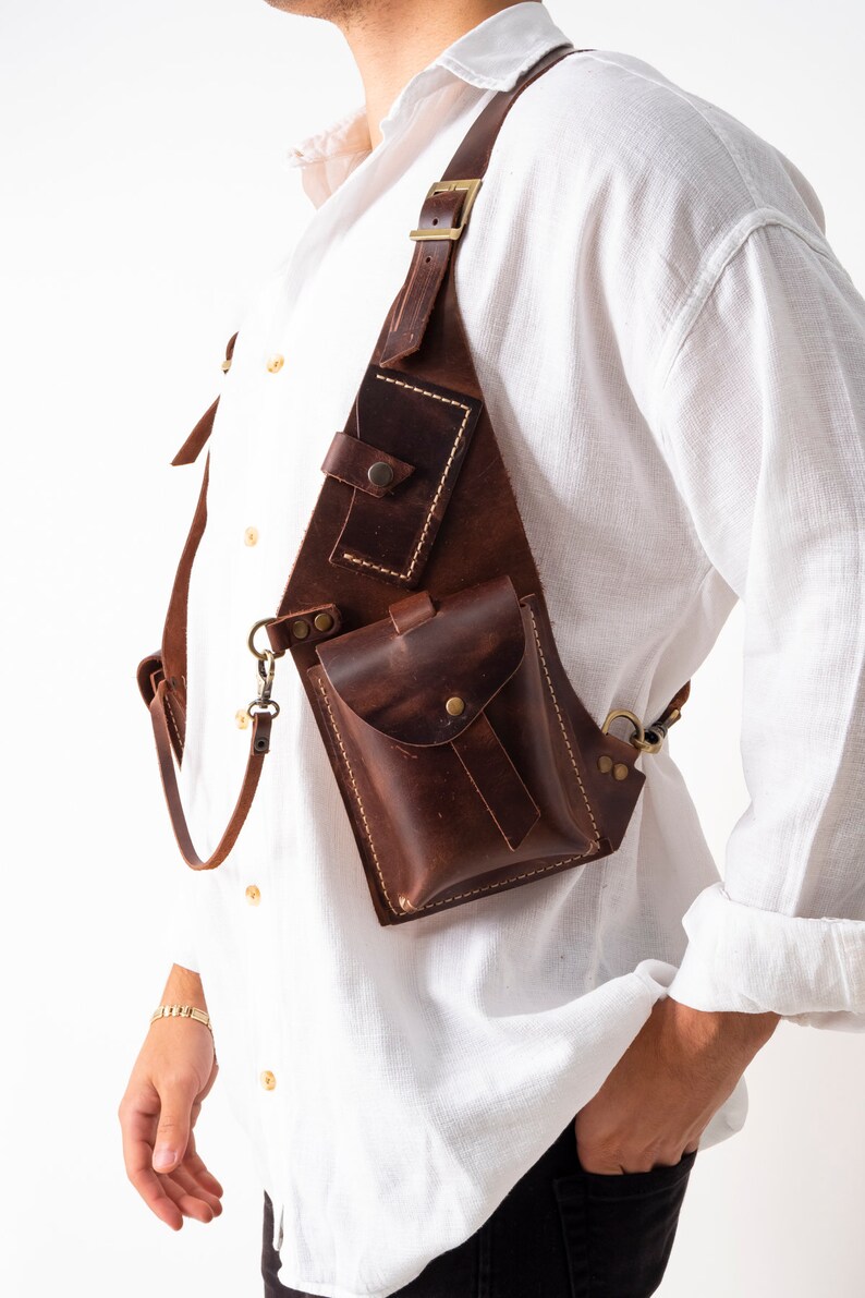 Mahogany Leather Shoulder Holster Bag Leather Pocket Holster Etsy