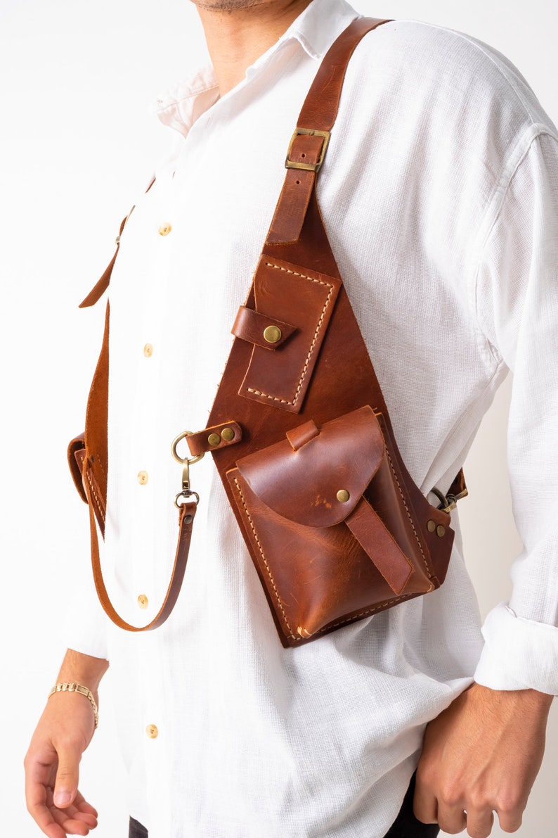 Mahogany Leather Shoulder Holster Bag Leather Pocket Holster Etsy