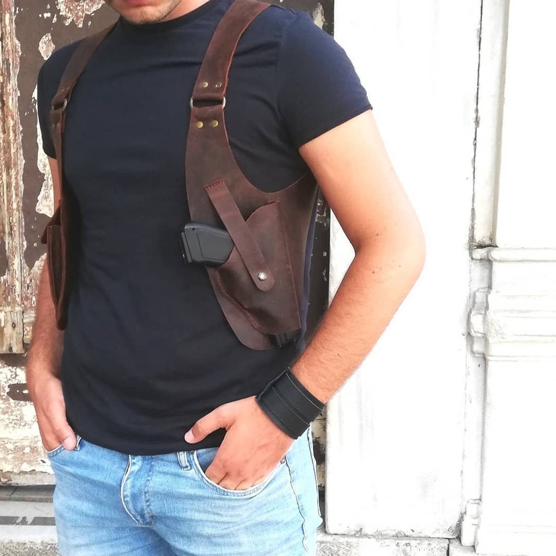 Custom Leather Shoulder Underarm Holster for Colt Chest Etsy