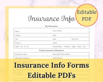 Editable Insurance Form, Medical History Made Easy (PDF Printable)