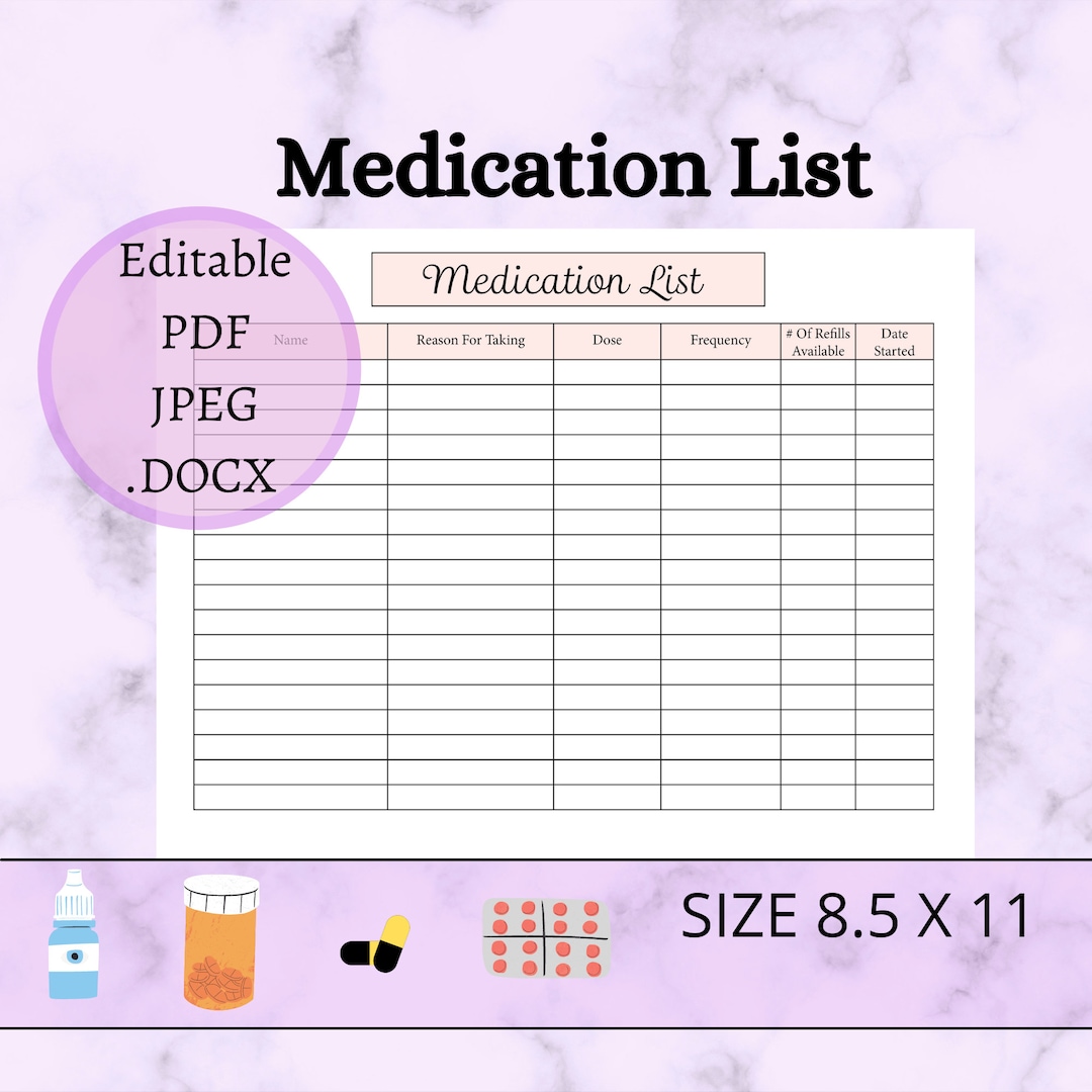 Free Printable Medication Card Template