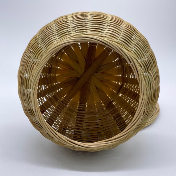 Bamboo Basket Bamboo Woven Round Braided Fruit Basket Old Fashion Natural  Basket With Cap Table Decor - Etsy