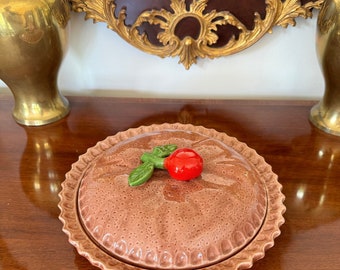 Vintage Apple Pie Ceramic Dish & Dome Cover