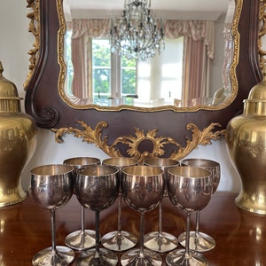 Silverplated Wine Goblets, Made in Spain, Set of 8