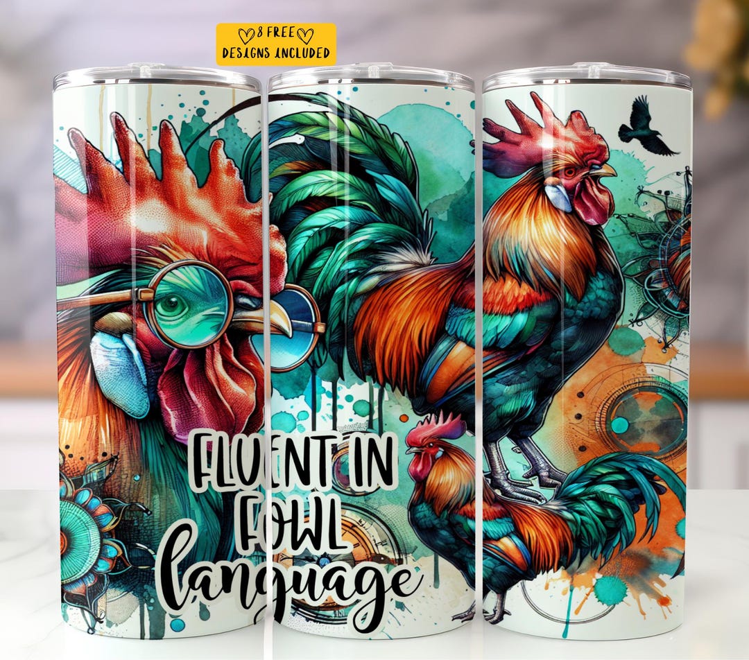 Funny Chicken 20 Oz Skinny Tumbler Sublimation Design Digital Download ...