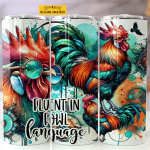 Funny Chicken 20 oz Skinny Tumbler Sublimation Design Digital Download PNG Instant Digital only Fowl Language Tumbler Wrap