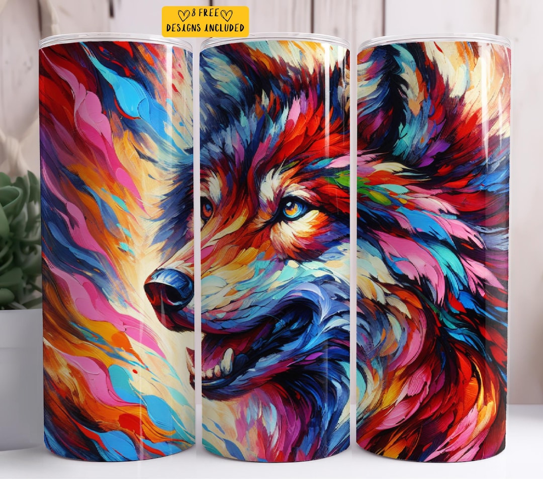 Wolf 20 Oz Skinny Tumbler Sublimation Design Digital Download PNG ...