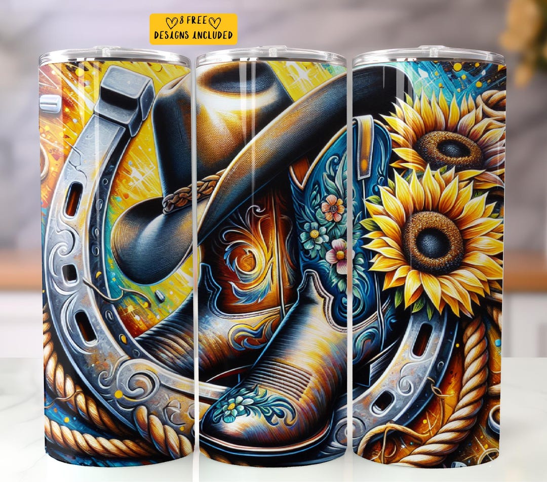 Western Cowboy 20 Oz Skinny Tumbler Sublimation Design Digital Download ...