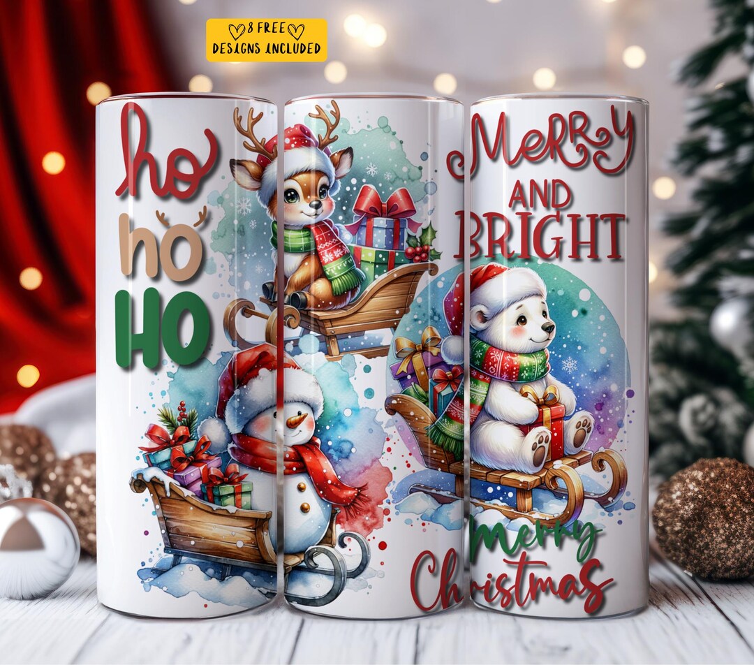 Christmas Friends PNG Cute 20 Oz Skinny Tumbler Sublimation Design ...