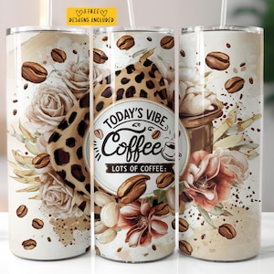 Coffee Tumbler Wrap 20 oz Skinny Tumbler Sublimation Design Digital Download PNG Instant Digital only, Lots of Coffee Tumbler Wrap