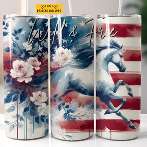 Wild and Free America Patriotic Horse 20 oz Skinny Tumbler Sublimation Design Digital Download PNG Instant Digital only