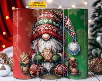 Christmas Gnome 20 oz Skinny Tumbler Sublimation Design Digital Download PNG Instant DIGITAL ONLY, Christmas Gnome Holiday Tumbler Wrap