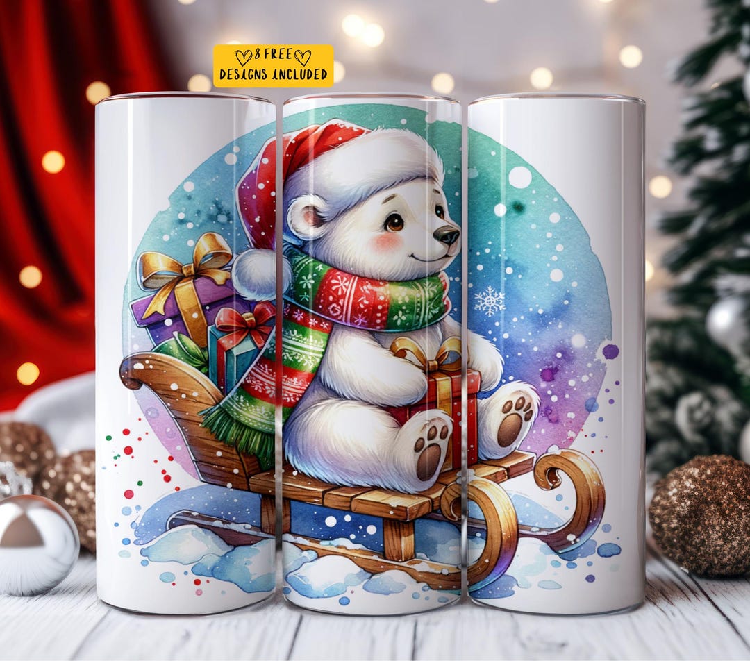 Cute Polar Bear PNG Cute 20 Oz Skinny Tumbler Sublimation Design ...