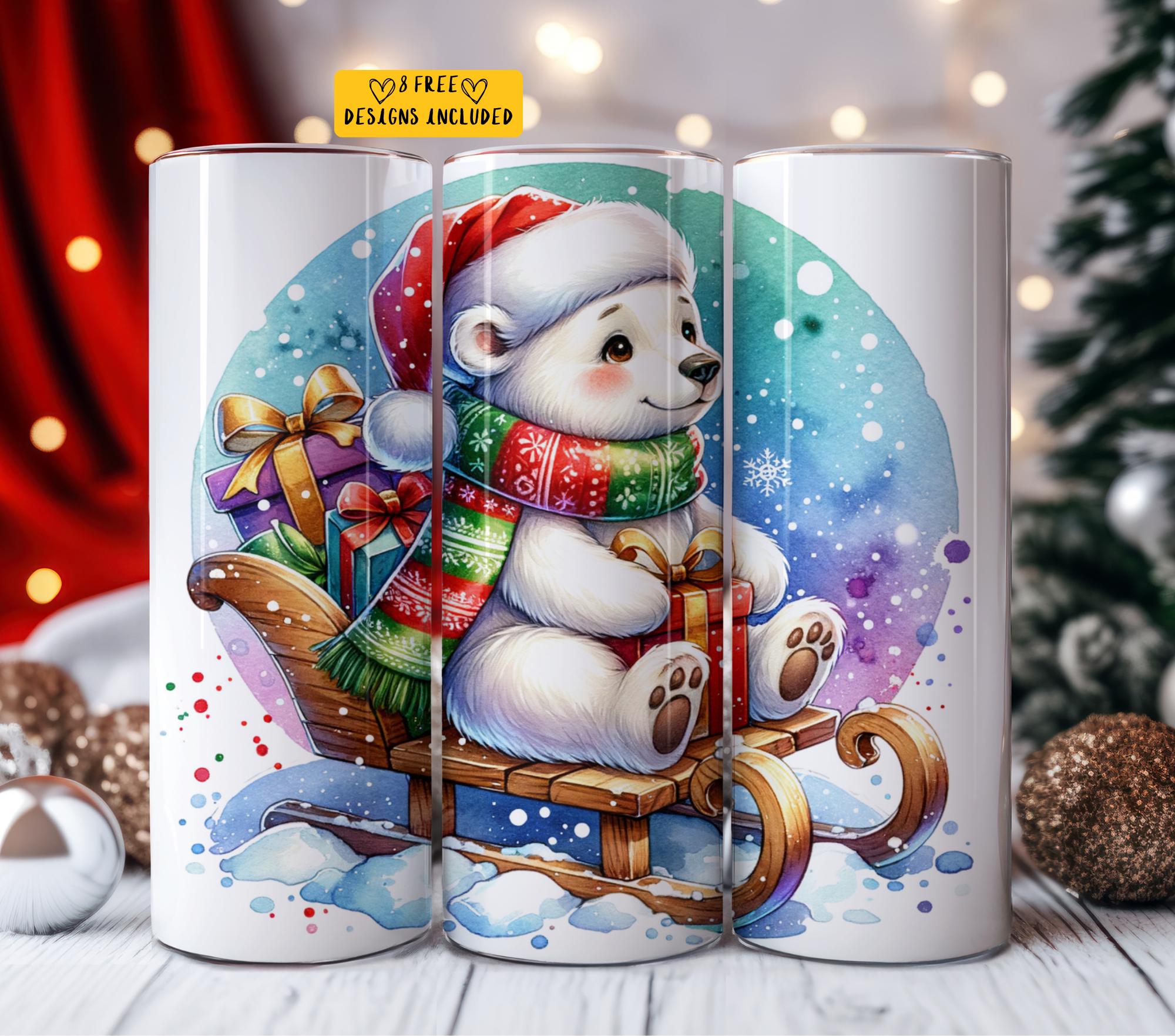 Cute Polar Bear PNG Cute 20 Oz Skinny Tumbler Sublimation Design ...