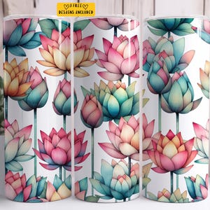 Lotus 20 oz Skinny Tumbler Sublimation Design Digital Download PNG Instant Digital only Floral Nature Tumbler Wrap