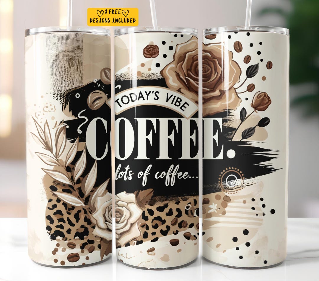 Coffee Tumbler Wrap 20 Oz Skinny Tumbler Sublimation Design Digital ...