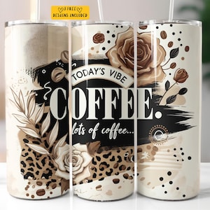 Coffee Tumbler Wrap 20 oz Skinny Tumbler Sublimation Design Digital Download PNG Instant Digital only, Lots of Coffee Tumbler Wrap