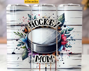 Vaso delgado de 20 oz con diseño de sublimación de Hockey Mom, envoltura de vaso digital, descarga digital instantánea únicamente, envoltura de vaso con diseño de Hockey