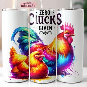Funny Chicken Tumbler Wrap PNG 20 oz Skinny Tumbler Sublimation Design Instant Digital Download Only, Zero Clucks Left Wrap