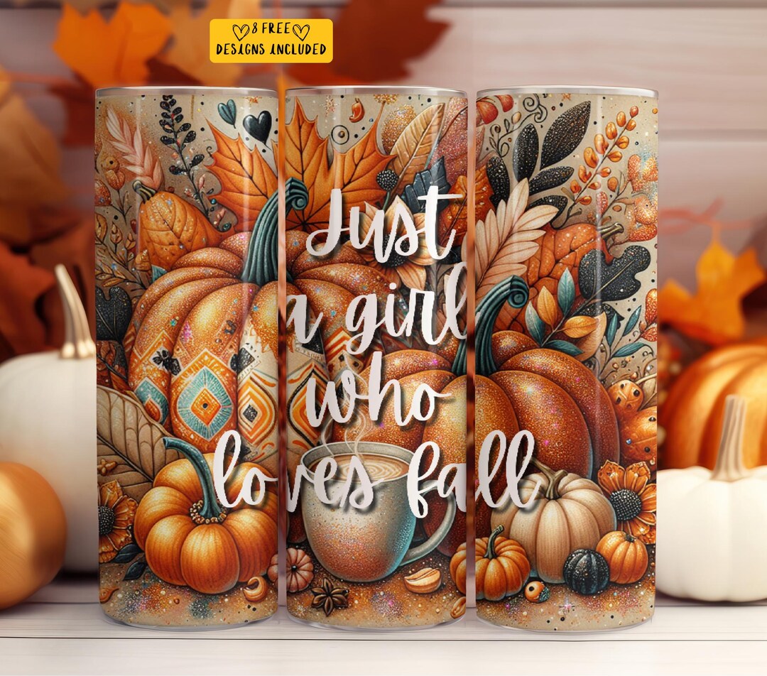 Fall Tumbler Wrap PNG 20 Oz Skinny Tumbler Sublimation Design Instant ...