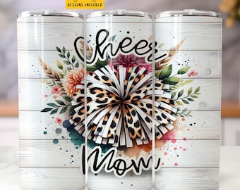 Cheer Mom 20oz Skinny Tumbler Design a sublimazione, Digital Tumbler Wrap, solo download digitale istantaneo, Cheer Design Tumbler Wrap