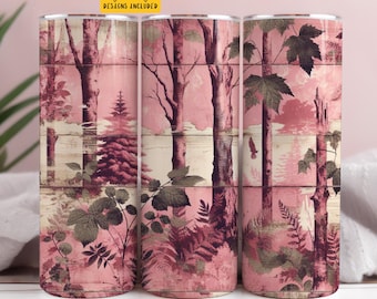 Rosa Camouflage Tumbler Wrap 20 Unzen Skinny Tumbler Sublimation Design Sofortiger digitaler Download nur, rustikale Jagd Camo Tumbler Wrap PNG