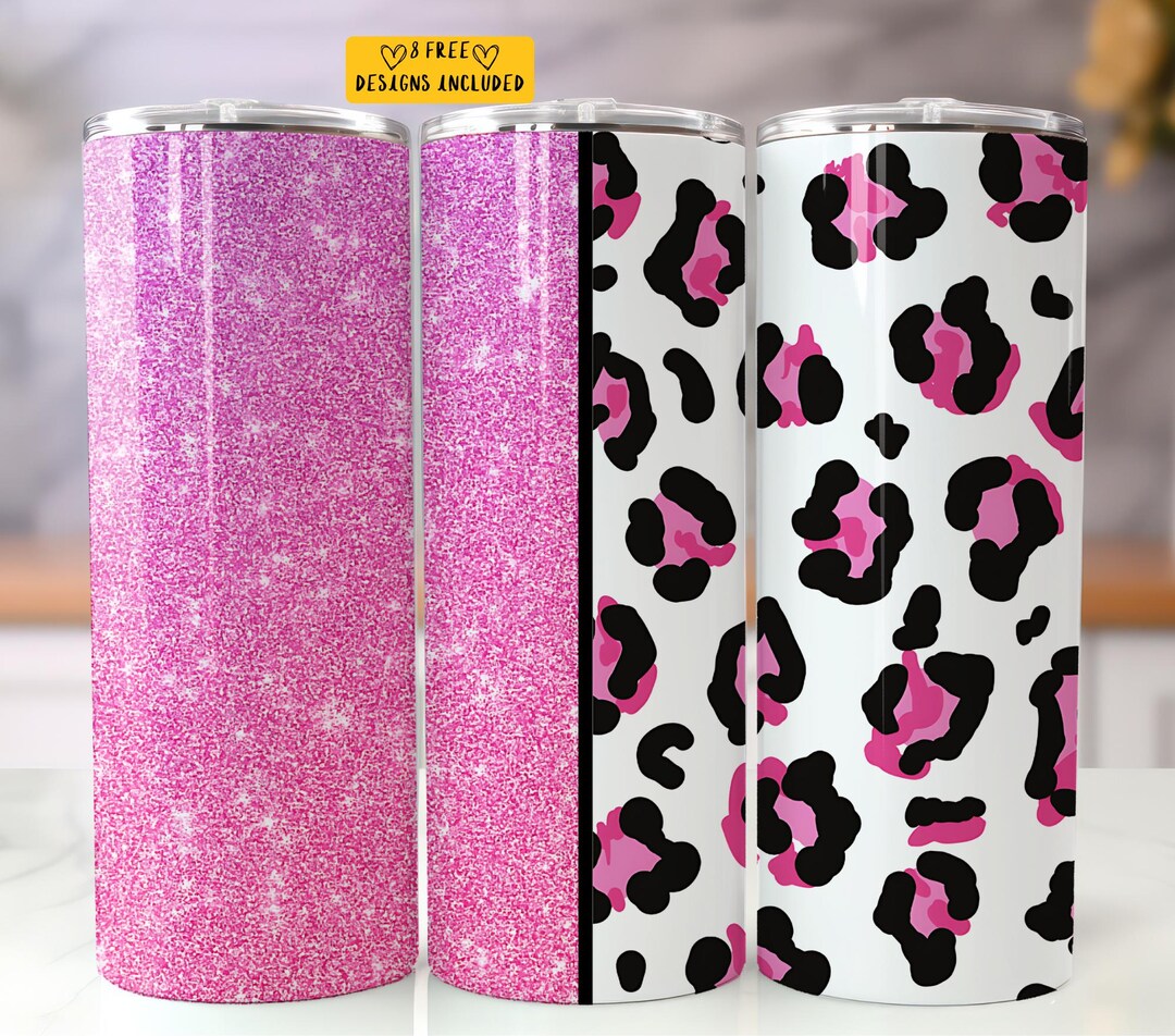 Custom Name Cheetah Print 20 Oz Skinny Tumbler Sublimation Design ...