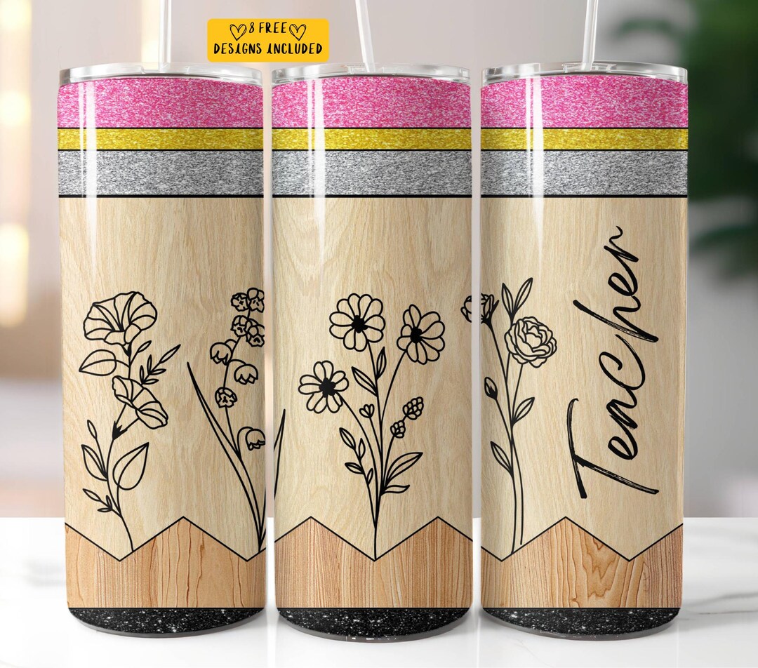 Teacher Tumbler Wrap 20 Oz Skinny Tumbler Sublimation Design PNG ...