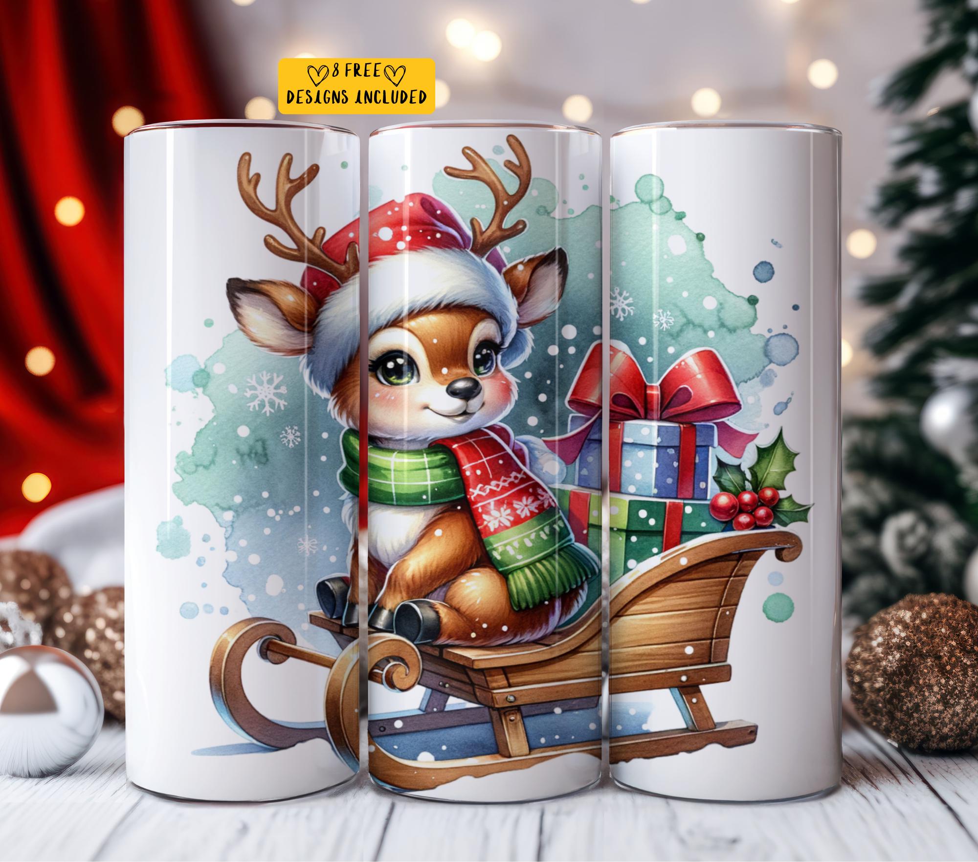 Cute Reindeer PNG Cute 20 Oz Skinny Tumbler Sublimation Design Digital ...