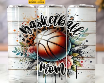 Basketball Mom 20oz Skinny Tumbler Sublimation Design, Digital Tumbler Wrap, Instant Digital Download only, Basketball Design Tumbler Wrap
