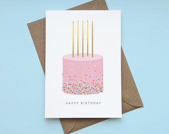 Illustrated, Birthday Cake, Birthday Card