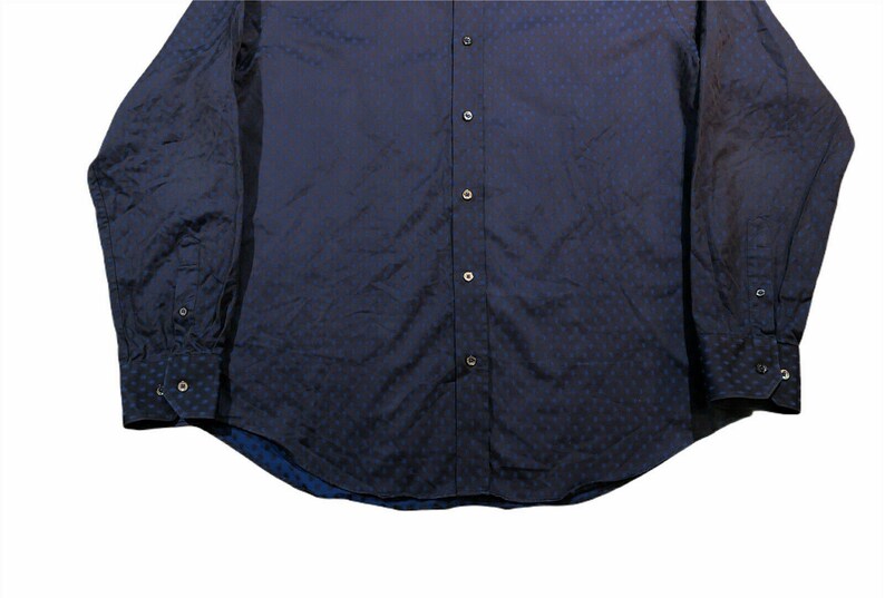 Bugatchi Uomo Mens XL long Sleeve Polka Shirt Euc Shaped Fit H1