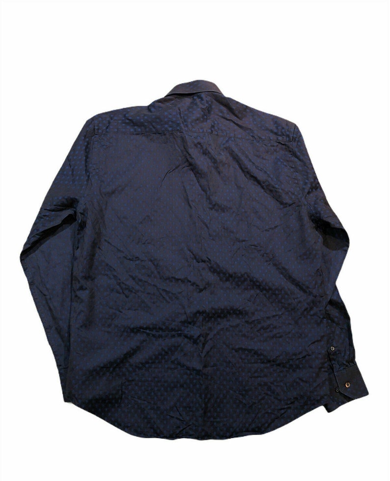 Bugatchi Uomo Mens XL long Sleeve Polka Shirt Euc Shaped Fit H1