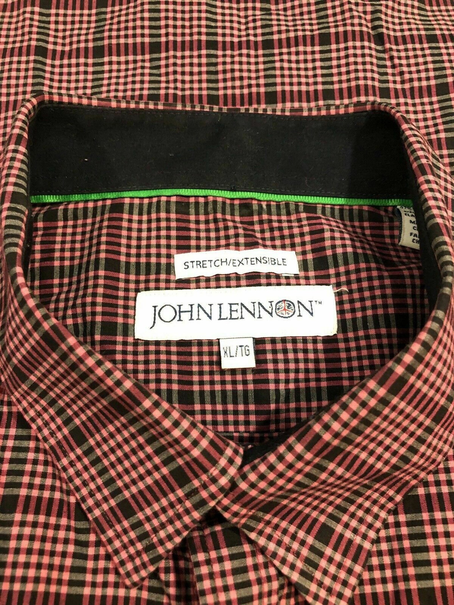 John Lennon Plaid Stretch Long Sleeve Casual Dress Shirt XL | Etsy