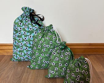 Football Gift Bag: 100% Cotton, Ribbon/Cord Closure, Reusable