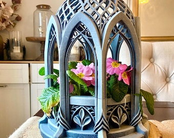 Elven Sanctuary Planter | Elvish-Inspired 3D Printed Flowerpot with Magnetic Canopy & Drainage | Fantasy Home Decor