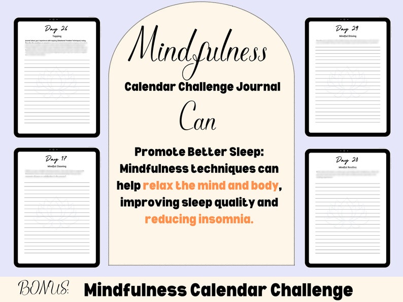 Mindfulness Challenge Journal Stress Relief Wellness Guide Mindfulness ...