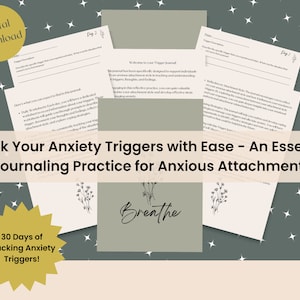 Trigger Tracking Journal for Unsecure Attachment Styles |Journaling Practice for Anxious Attachments|Track Your Anxiety Triggers with Ease