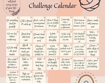 Gratitude Challenge Calendar for your Office|31 Days of Daily Gratitude Challenge|Daily Self Challenge Calendar|Monthly Gratitude Challenge