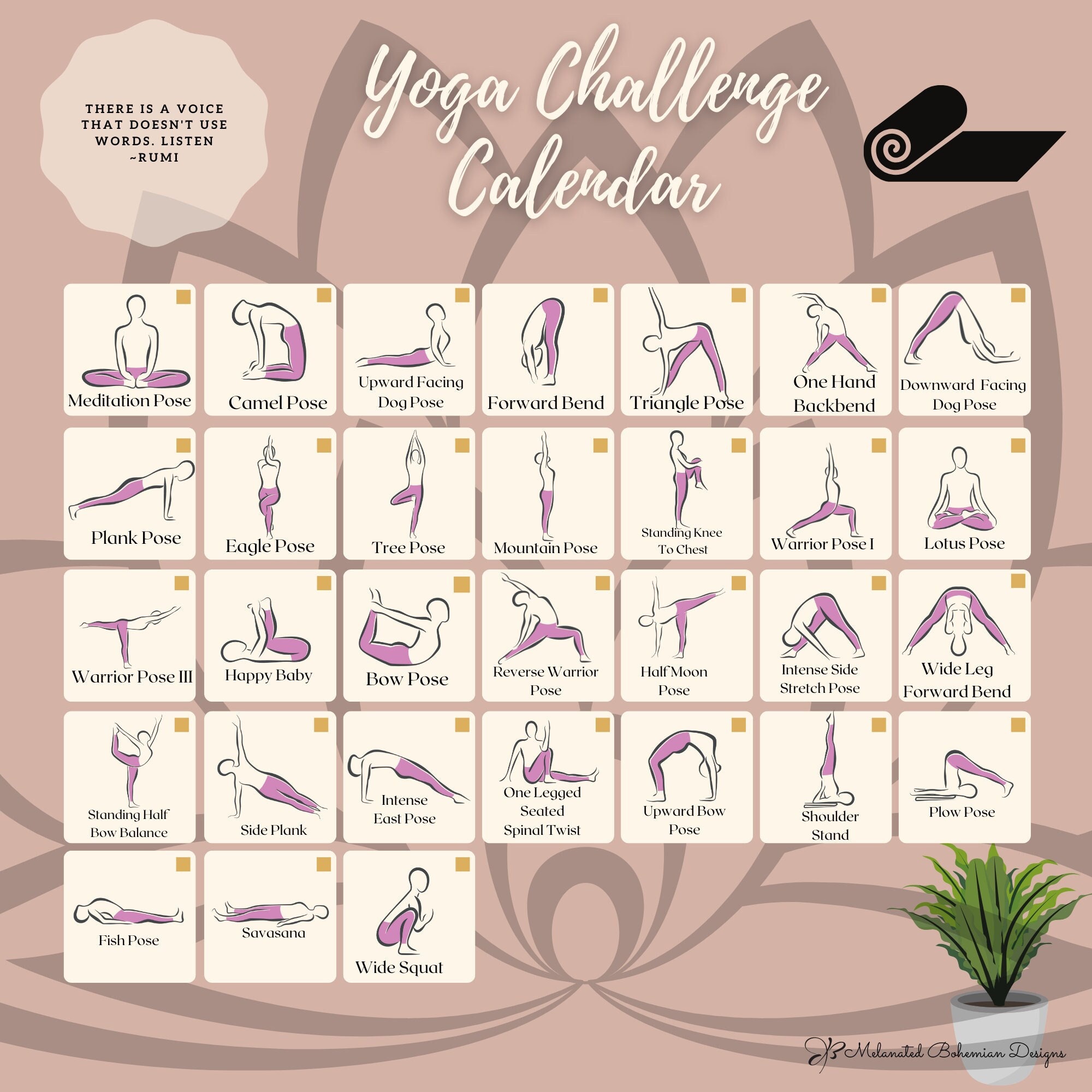 31 Day Yoga Challenge Calendar for Beginners for Your Homeyoga Practice 31 Day Yoga Challenge Calendar for Beginners for Your Homeyoga Practice