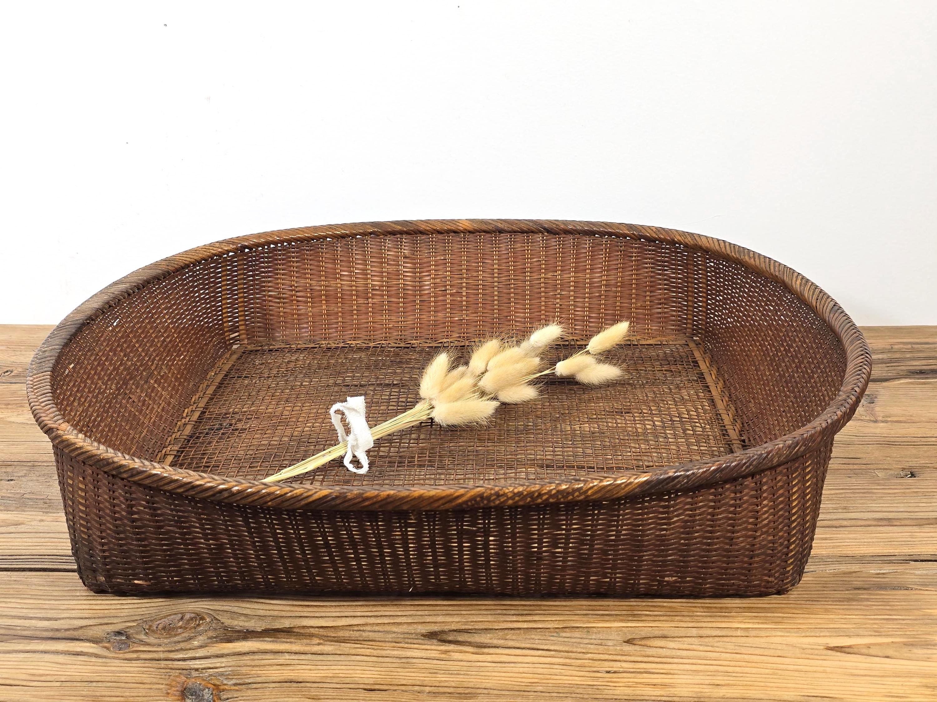 ビンテージ手編み竹籠 京都ヴィンテージ 竹の手編み ラウンド